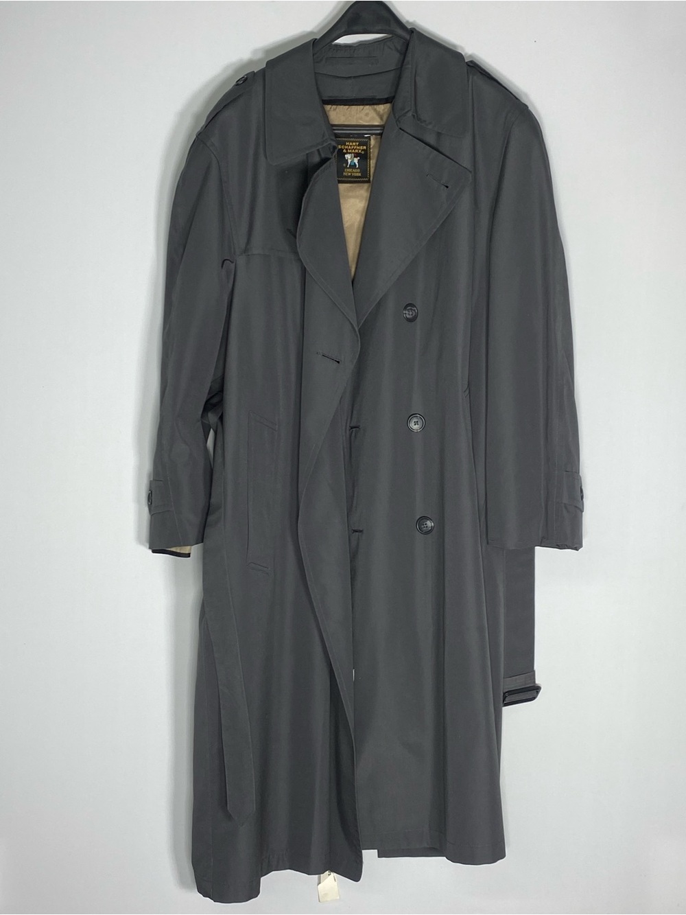 Hart Schaffner Marx Men's Dark Gray Double-Breasted Trench Coat
